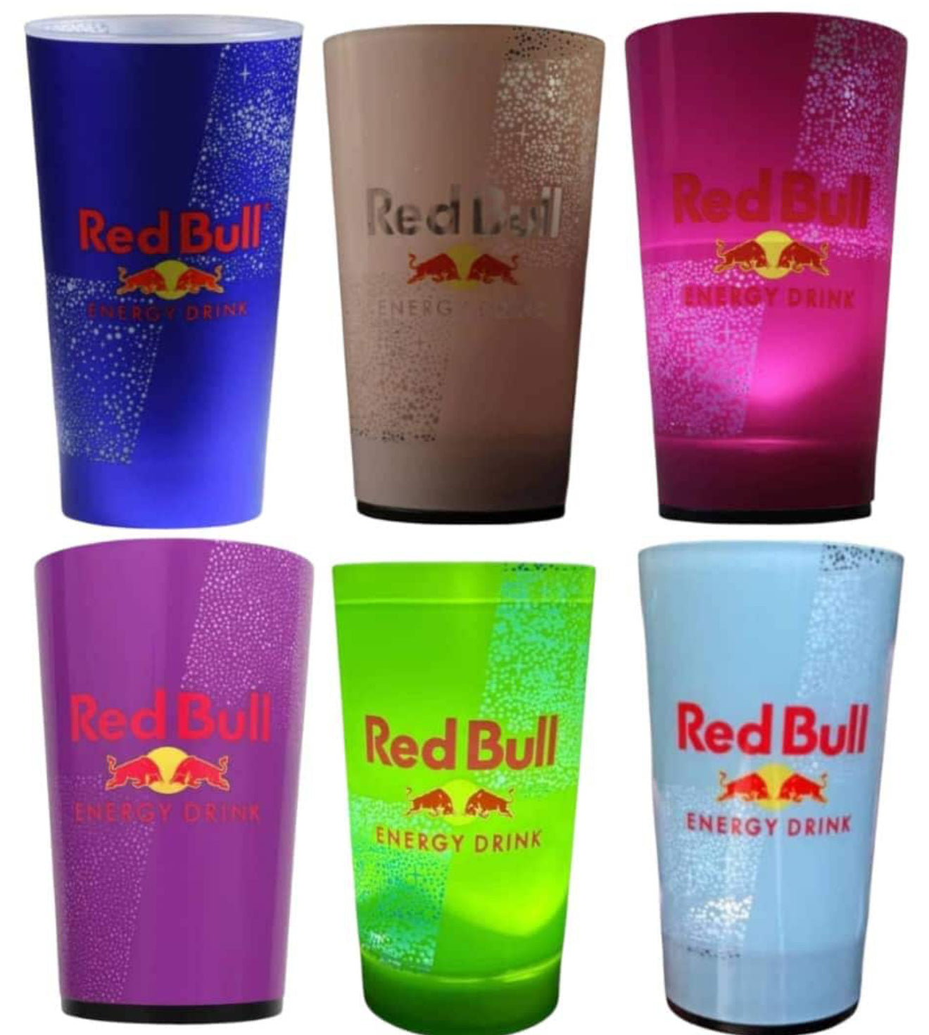6x Red Bull LED Becher